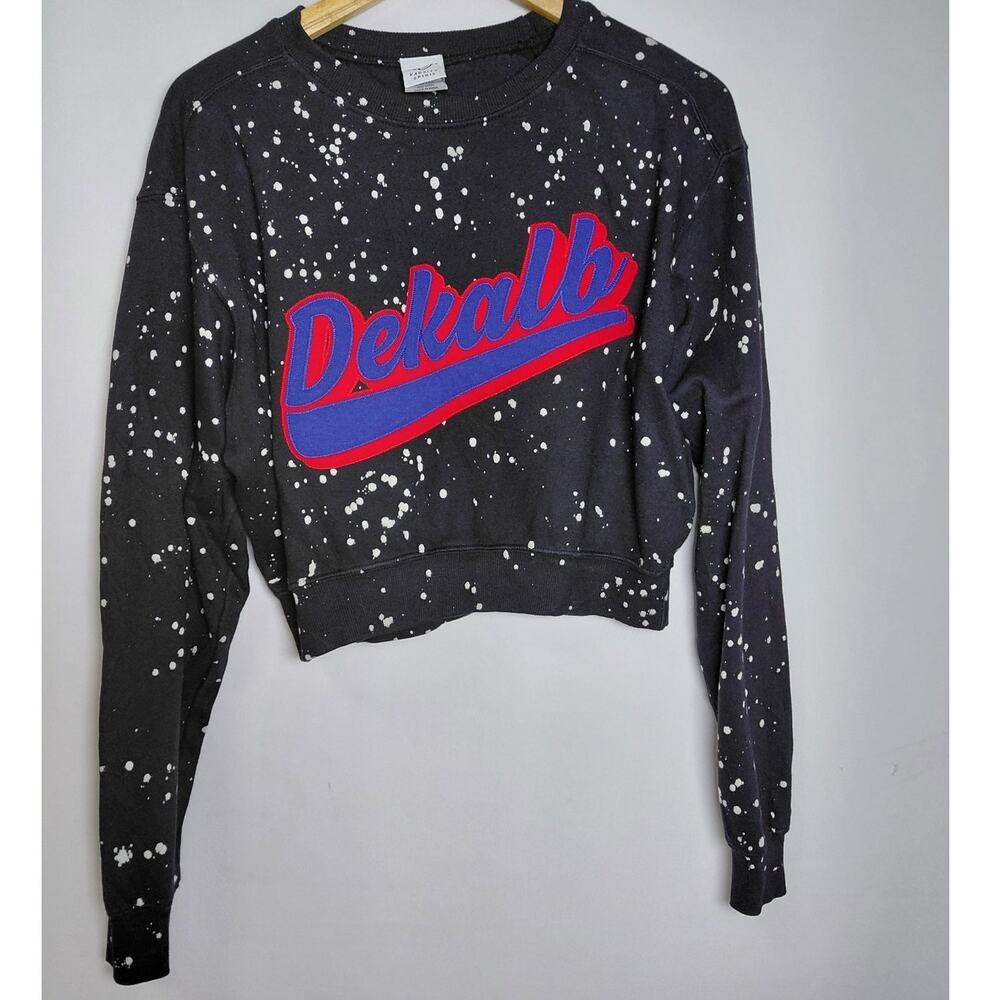 Varsity Spirit Dekalb Graphic Print Sweatshirt Black Knit Pullover Women Size S